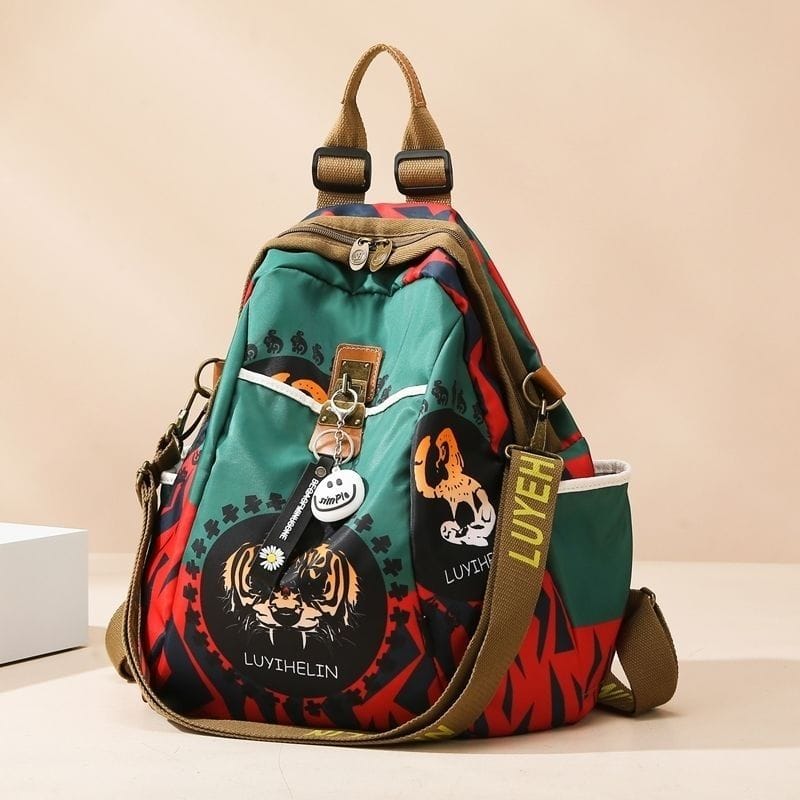 Classy Wardrobe Imported Satin-Feel Printed Backpack for Women – 13.3&quot; x 15.7&quot;, Lightweight Daily/Office/Market Bag, Showroom Surplus Quality