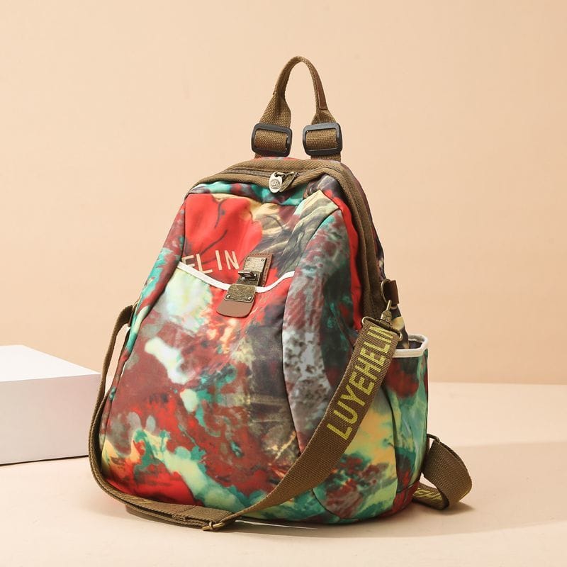 Classy Wardrobe Imported Satin-Feel Printed Backpack for Women – 13.3&quot; x 15.7&quot;, Lightweight Daily/Office/Market Bag, Showroom Surplus Quality