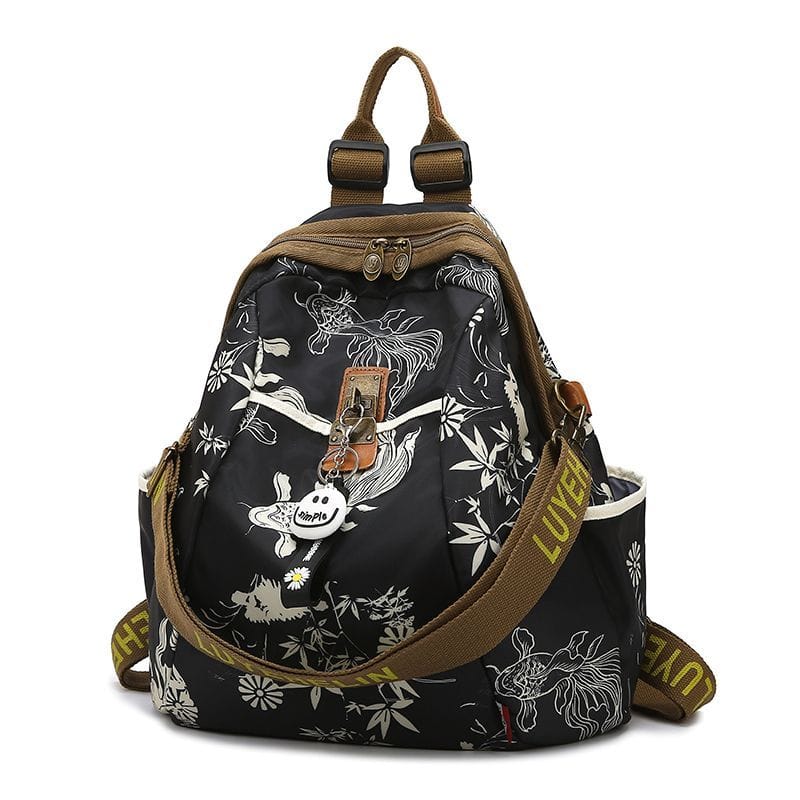 Classy Wardrobe Imported Satin-Feel Printed Backpack for Women – 13.3" x 15.7", Lightweight Daily/Office/Market Bag, Showroom Surplus Quality