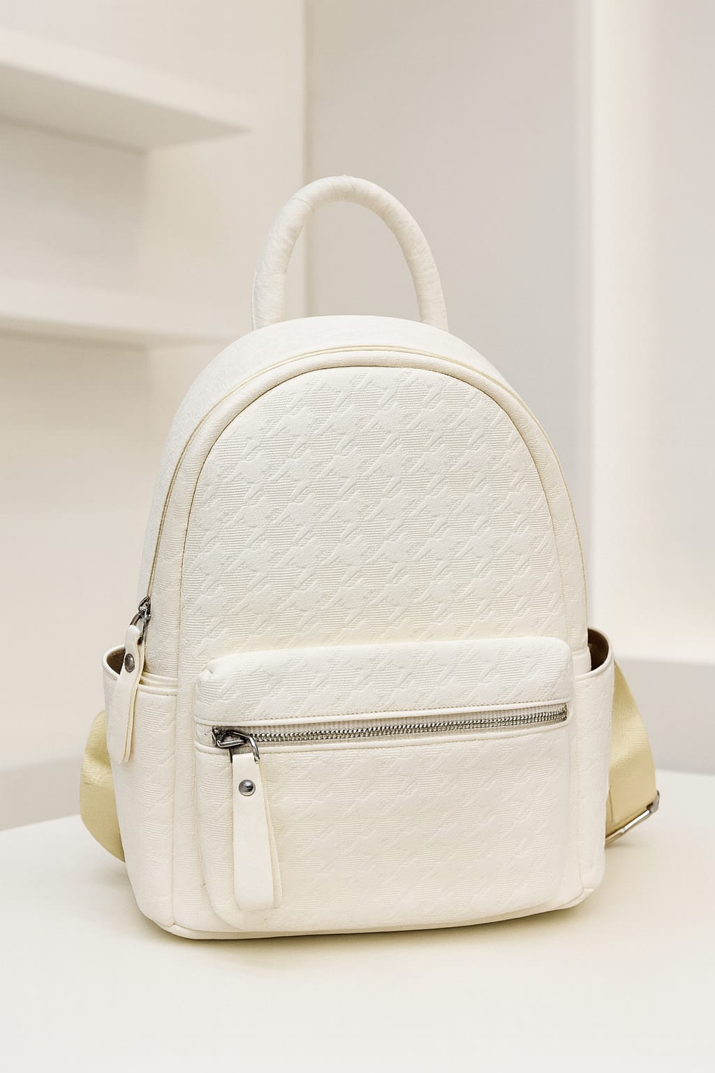 Premium White PU Leather Backpack for Office, Travel &amp; Daily Use – Stylish Imported Quality Bag