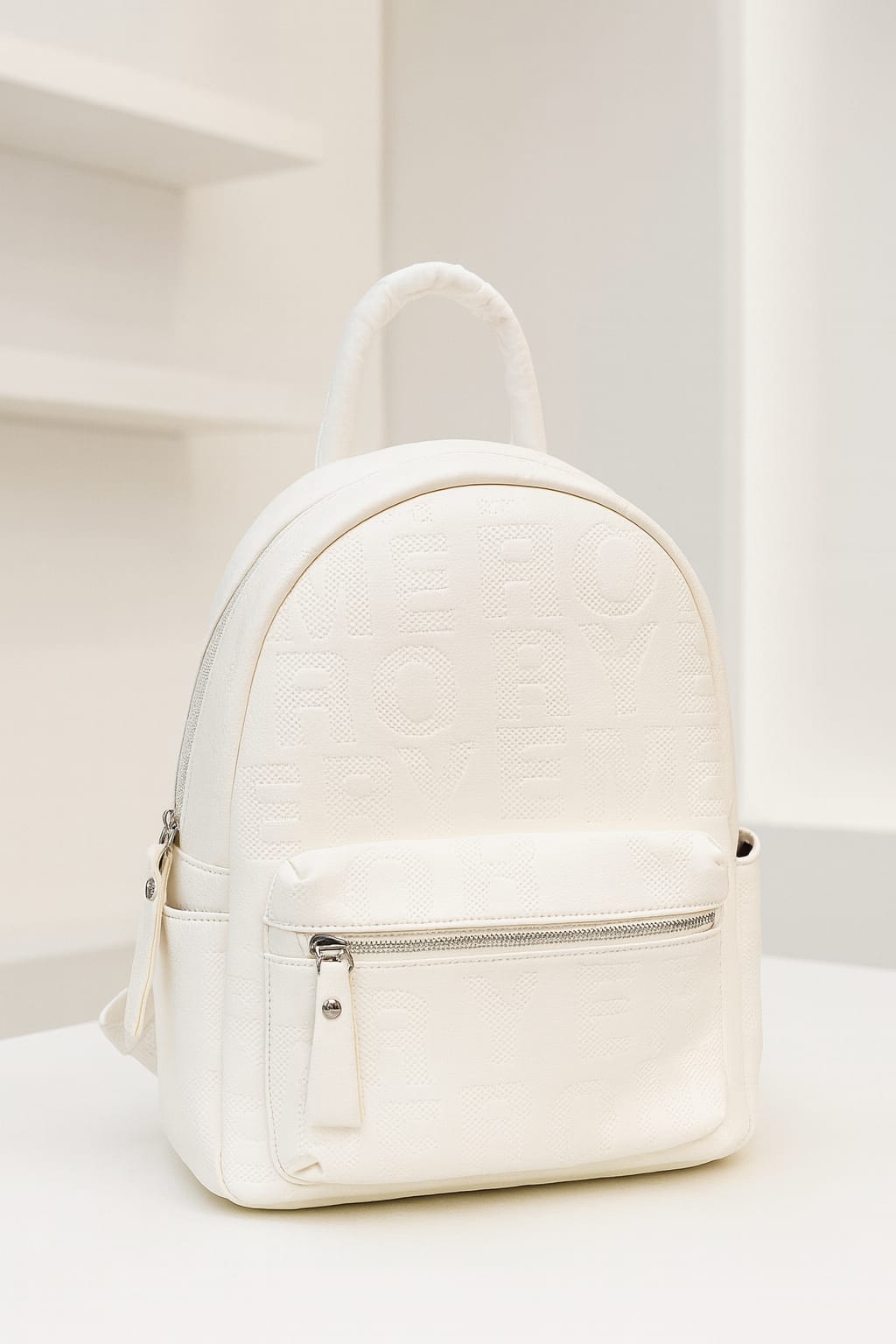 Premium White PU Leather Backpack for Office, Travel &amp; Daily Use – Stylish Imported Quality Bag