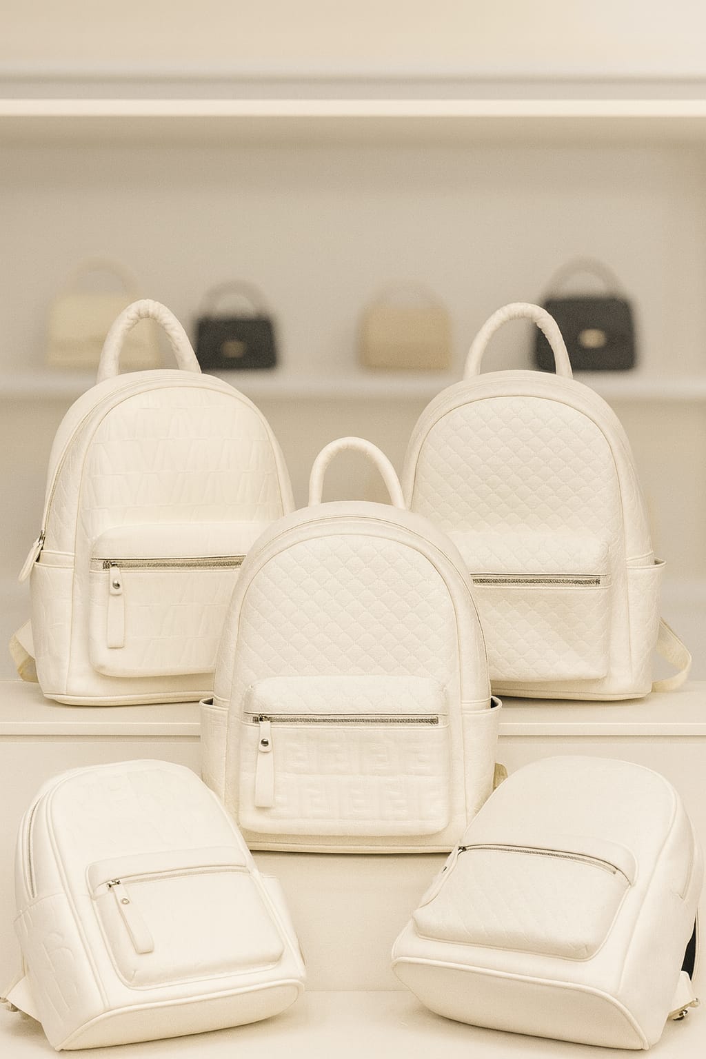 Premium White PU Leather Backpack for Office, Travel &amp; Daily Use – Stylish Imported Quality Bag