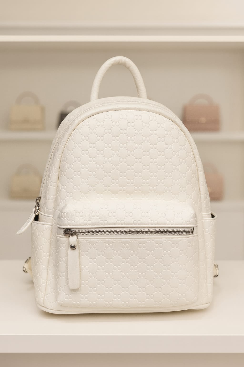 Premium White PU Leather Backpack for Office, Travel &amp; Daily Use – Stylish Imported Quality Bag