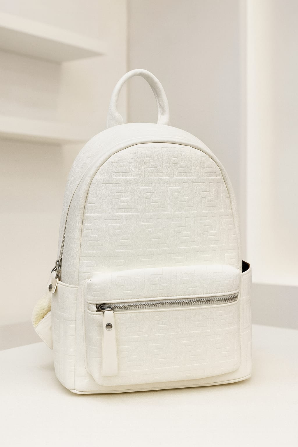 Premium White PU Leather Backpack for Office, Travel &amp; Daily Use – Stylish Imported Quality Bag
