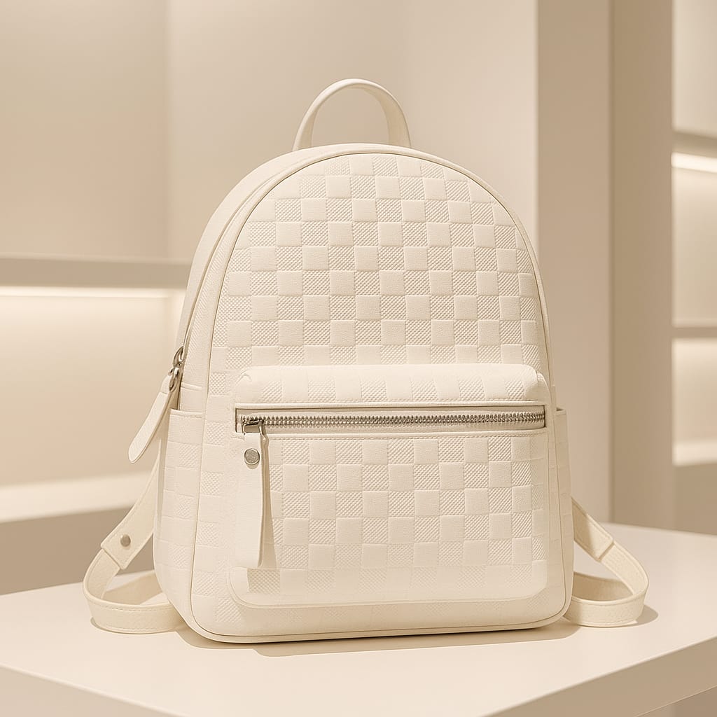 Premium White PU Leather Backpack for Office, Travel &amp; Daily Use – Stylish Imported Quality Bag