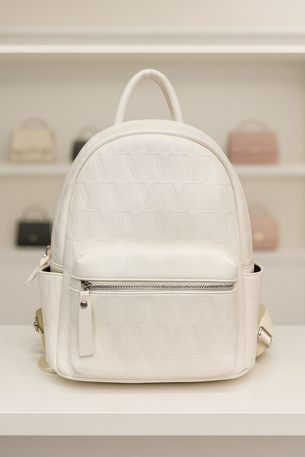 Premium White PU Leather Backpack for Office, Travel &amp; Daily Use – Stylish Imported Quality Bag