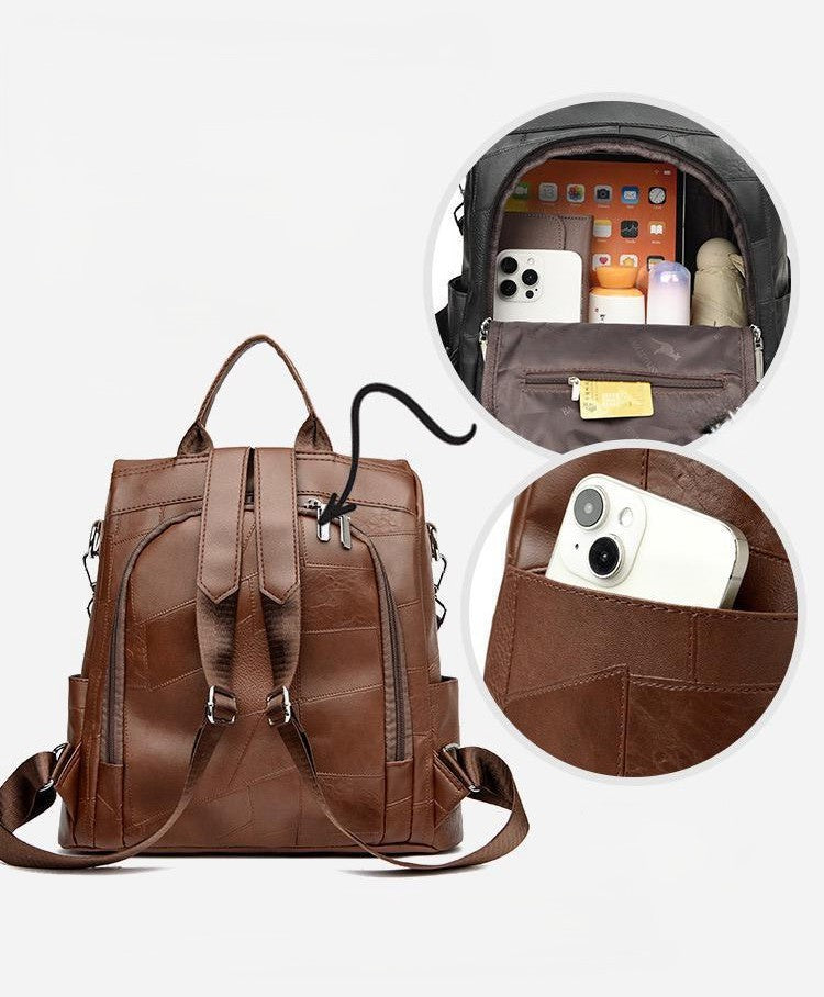 Classy Wardrobe Imported PU Leather Backpack – 13&quot;x14&quot;, Anti-Theft Tote/Backpack for Daily, Office &amp; Market Use