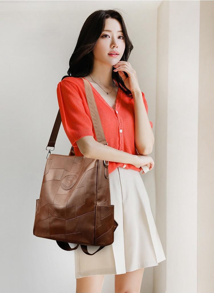 Classy Wardrobe Imported PU Leather Backpack – 13&quot;x14&quot;, Anti-Theft Tote/Backpack for Daily, Office &amp; Market Use