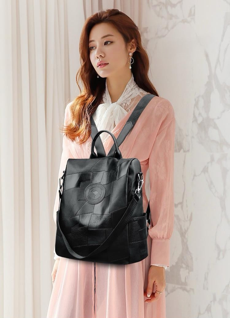 Classy Wardrobe Imported PU Leather Backpack – 13&quot;x14&quot;, Anti-Theft Tote/Backpack for Daily, Office &amp; Market Use