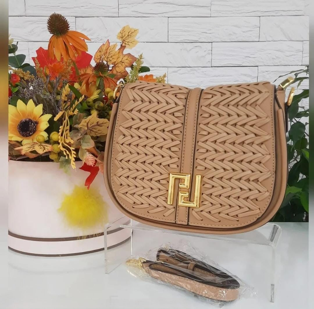 Classy Wardrobe Siena Lattice Mini Crossbody – 8&quot;x7&quot; Tan PU