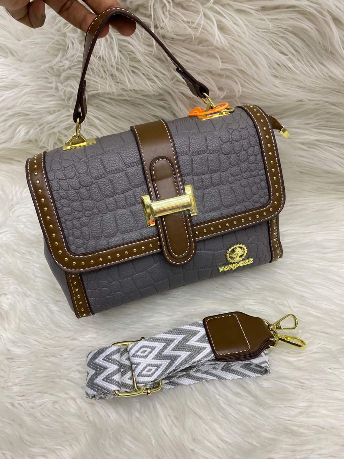 Classy Wardrobe Premium Imported PU Leather Sling Bag – Stylish Grey &amp; Brown Crossbody for Office, Market &amp; Daily Use