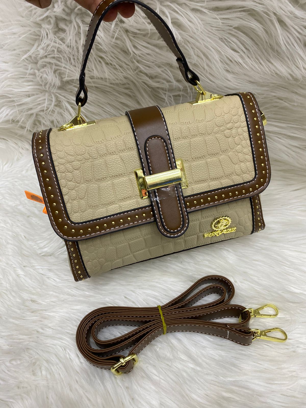 Classy Wardrobe Premium Imported PU Leather Sling Bag – Stylish Grey &amp; Brown Crossbody for Office, Market &amp; Daily Use