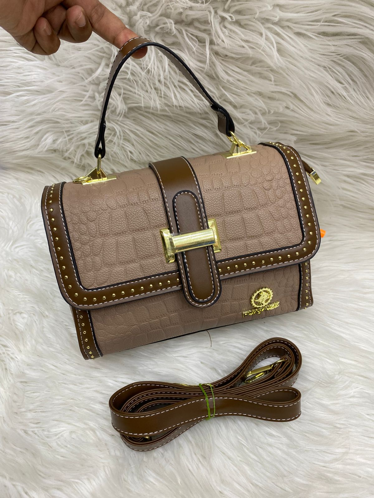 Classy Wardrobe Premium Imported PU Leather Sling Bag – Stylish Grey &amp; Brown Crossbody for Office, Market &amp; Daily Use