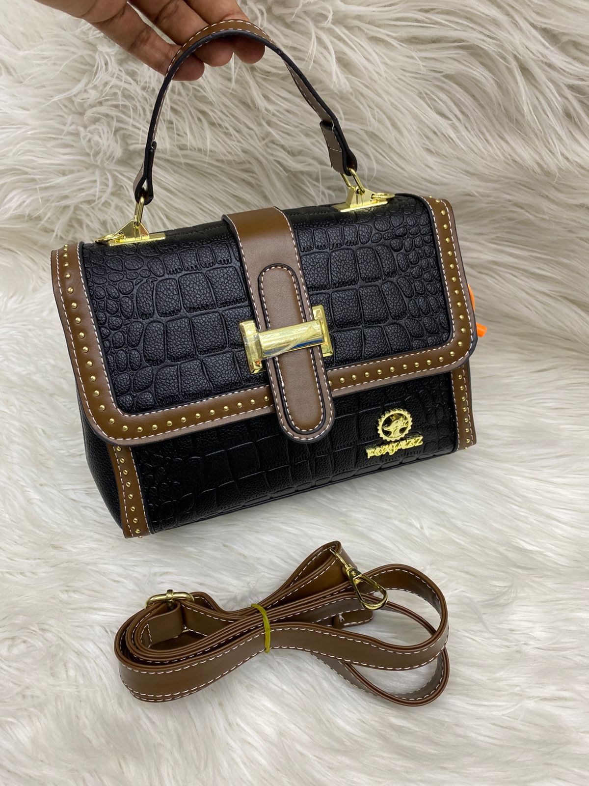 Classy Wardrobe Premium Imported PU Leather Sling Bag – Stylish Grey &amp; Brown Crossbody for Office, Market &amp; Daily Use