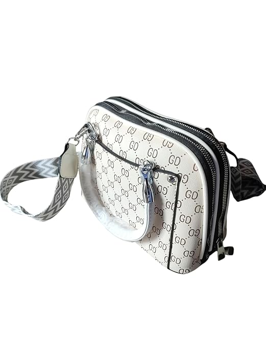 Classy Wardrobe GD Monogram City Sling – Cream Fancy Leather, 9&quot;x7&quot;