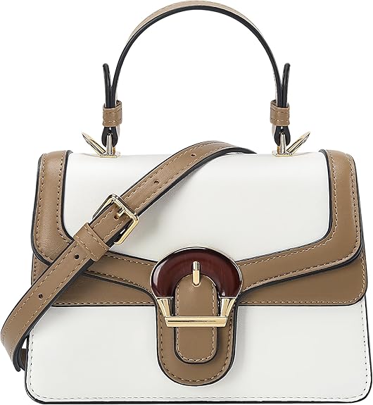 Classy Wardrobe Vintage Contrast Colour Top-Handle Bag – French Style Multi-Compartment Crossbody