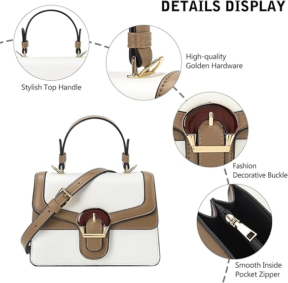Classy Wardrobe Vintage Contrast Colour Top-Handle Bag – French Style Multi-Compartment Crossbody