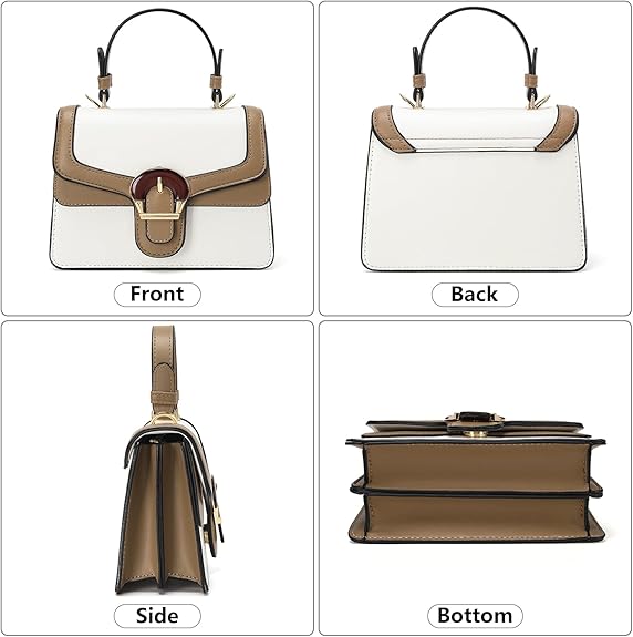 Classy Wardrobe Vintage Contrast Colour Top-Handle Bag – French Style Multi-Compartment Crossbody