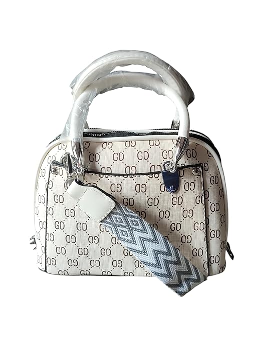 Classy Wardrobe GD Monogram City Sling – Cream Fancy Leather, 9&quot;x7&quot;