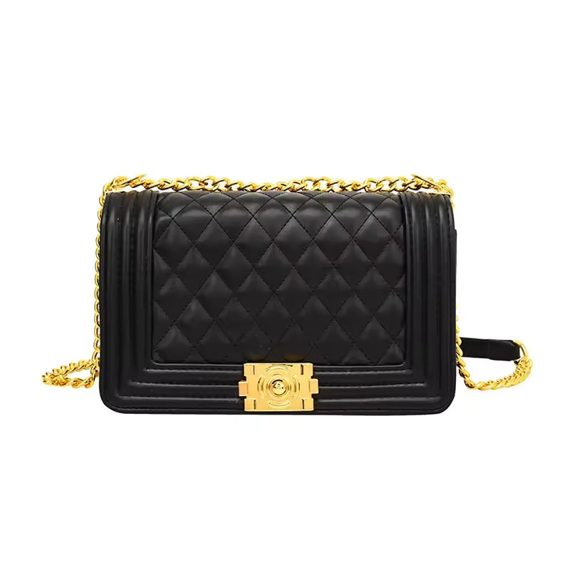 Classy Wardrobe Blush Quilted Chain Sling – Premium PU, 10&quot;x8&quot;, Gold Lock 2025